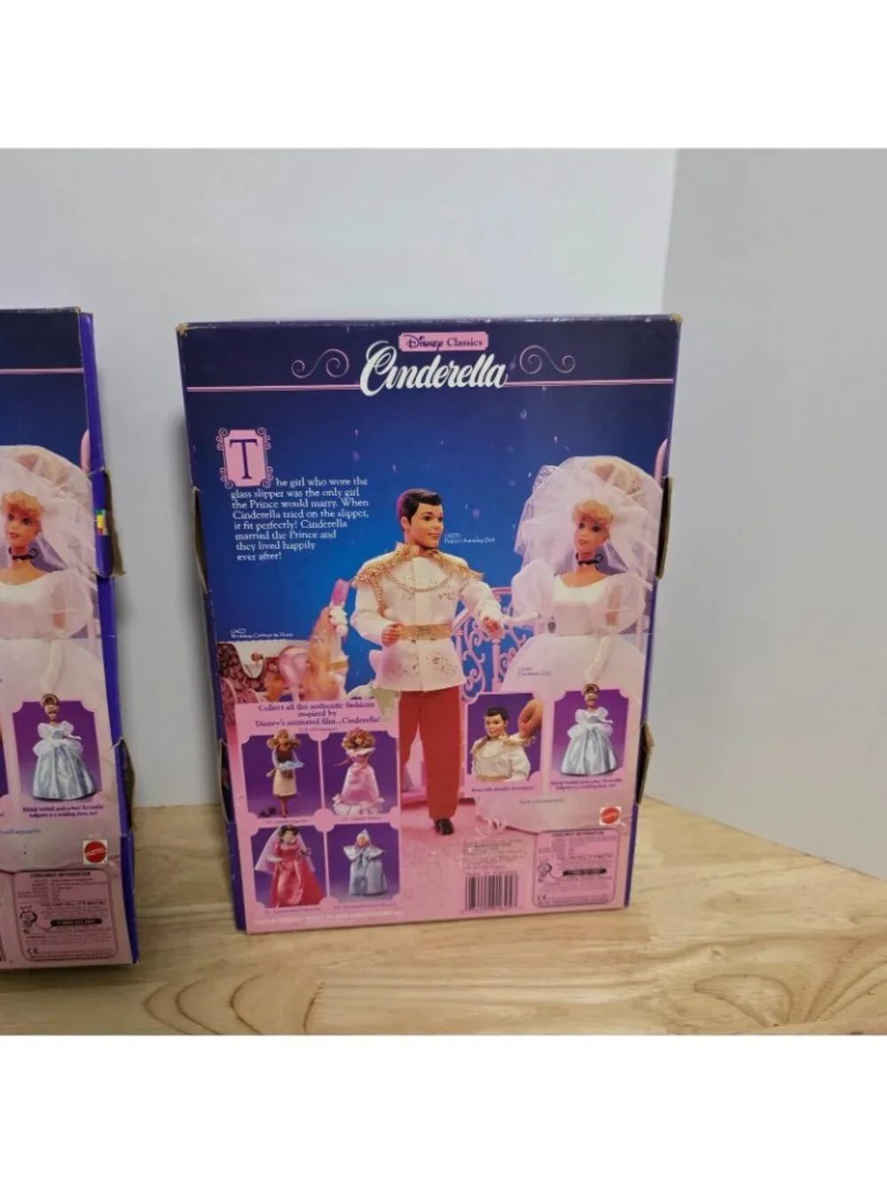 Vintage 1991 Disney Cinderella & Prince Charming Barbie Dolls Mattel Lot